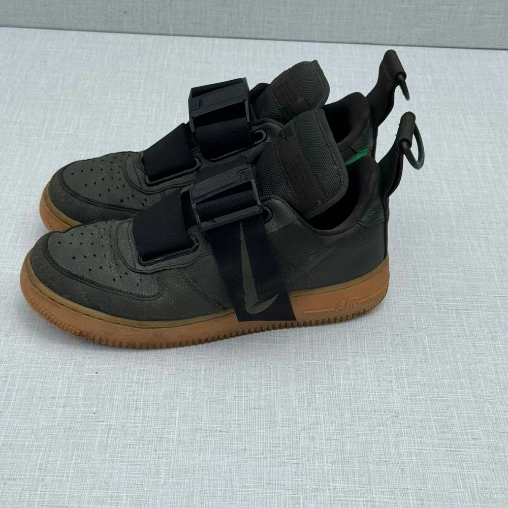 Nike Air Force 1 Utility Low Sequioa Sneakers Olive With Strap Gum Soles Men 8.5